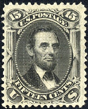 US Stamp Price Scott Catalogue #98: 15c 1868 Lincoln Grill. Cherrystone Auctions, Jan 2010, Sale 201001, Lot 81