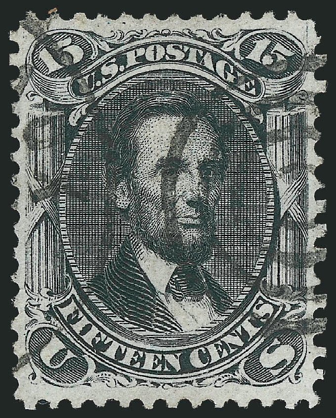 Values of US Stamps Scott Cat. #98 - 1868 15c Lincoln Grill. Robert Siegel Auction Galleries, Oct 2011, Sale 1014, Lot 1254