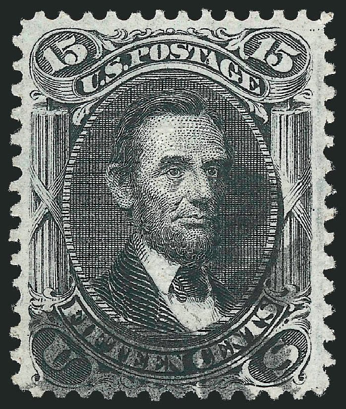 US Stamp Price Scott Catalog # 98: 1868 15c Lincoln Grill. Robert Siegel Auction Galleries, Jun 2012, Sale 1026, Lot 1244