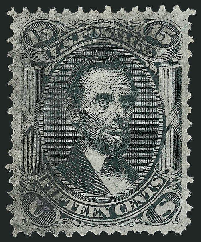 Values of US Stamps Scott Catalogue # 98 - 15c 1868 Lincoln Grill. Robert Siegel Auction Galleries, Nov 2013, Sale 1061, Lot 3514