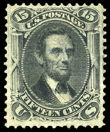US Stamp Value Scott Catalog # 98 - 15c 1868 Lincoln Grill. Matthew Bennett International, May 2014, Sale 350, Lot 175
