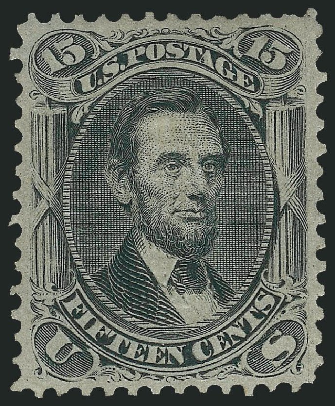 US Stamps Prices Scott #98: 15c 1868 Lincoln Grill. Robert Siegel Auction Galleries, Dec 2014, Sale 1090, Lot 1235