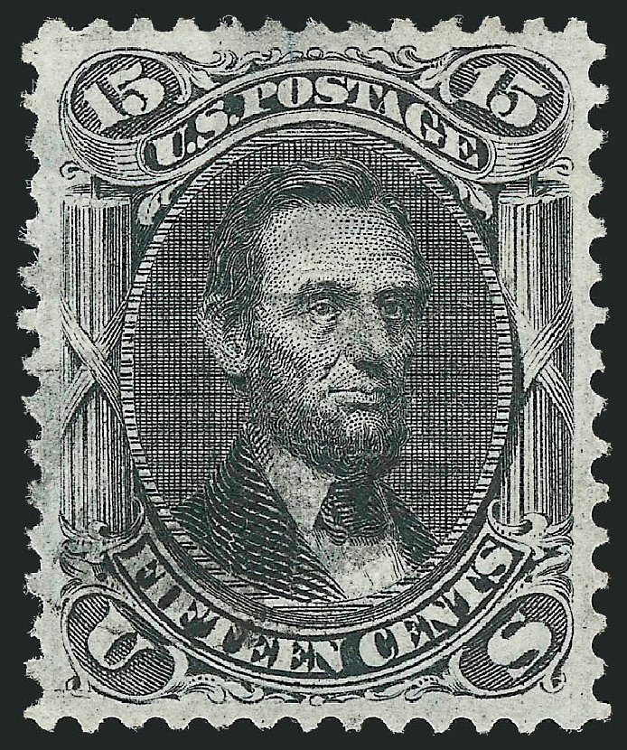 Value of US Stamp Scott Catalogue 98: 15c 1868 Lincoln Grill. Robert Siegel Auction Galleries, Oct 2012, Sale 1032, Lot 3172