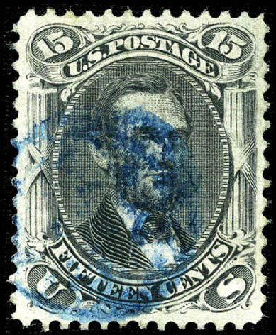 Values of US Stamp Scott Cat. 98 - 1868 15c Lincoln Grill. Matthew Bennett International, Feb 2012, Sale 340, Lot 193