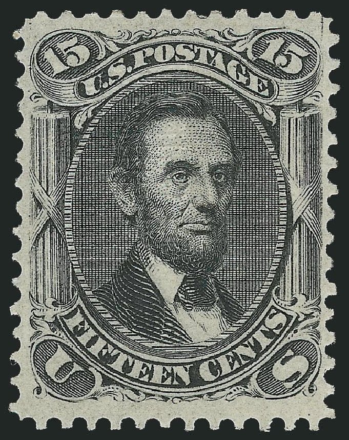 US Stamp Prices Scott Catalog 98 - 1868 15c Lincoln Grill. Robert Siegel Auction Galleries, Jul 2014, Sale 1077, Lot 106