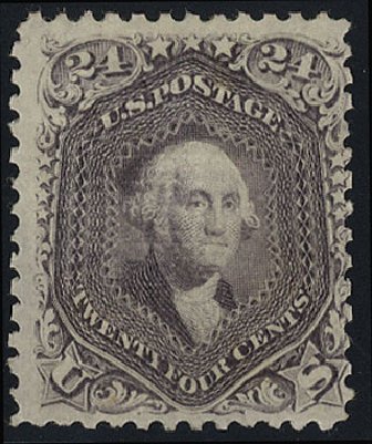 US Stamp Values Scott Catalogue #99 - 1869 24c Washington Grill. Cherrystone Auctions, May 2008, Sale 200805, Lot 137