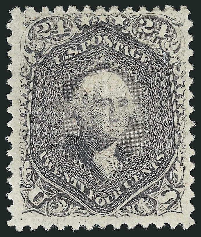US Stamp Values Scott Catalog # 99 - 1869 24c Washington Grill. Robert Siegel Auction Galleries, Mar 2014, Sale 1067, Lot 1087