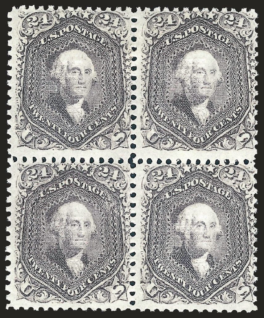 US Stamps Values Scott Catalog # 99: 24c 1869 Washington Grill. Robert Siegel Auction Galleries, Jan 2009, Sale 968, Lot 127