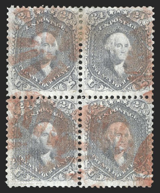 US Stamp Price Scott Cat. 99 - 1869 24c Washington Grill. Spink Shreves Galleries, Jul 2012, Sale 140, Lot 137