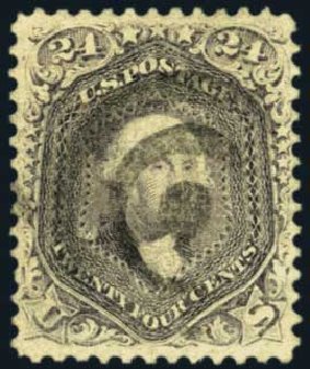 Price of US Stamps Scott Catalog 99: 1869 24c Washington Grill. Harmer-Schau Auction Galleries, Aug 2012, Sale 94, Lot 1168