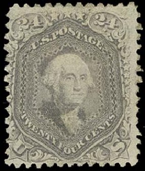 Price of US Stamp Scott Cat. 99 - 24c 1869 Washington Grill. H.R. Harmer, Oct 2014, Sale 3006, Lot 1148