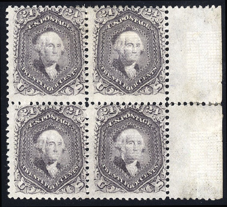 US Stamps Price Scott # 99: 1869 24c Washington Grill. Cherrystone Auctions, May 2008, Sale 200805, Lot 139