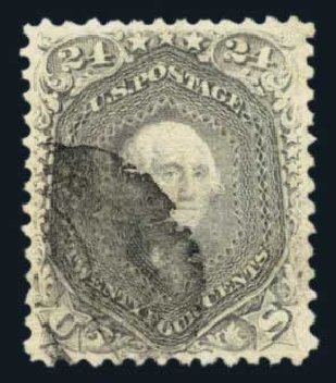 Cost of US Stamp Scott Catalogue 99 - 1869 24c Washington Grill. Harmer-Schau Auction Galleries, Aug 2014, Sale 102, Lot 1739