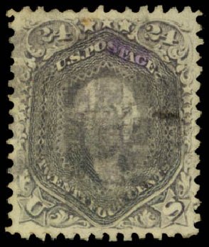 Cost of US Stamp Scott Catalogue #99 - 1869 24c Washington Grill. Daniel Kelleher Auctions, May 2014, Sale 652, Lot 219