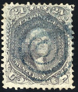 US Stamps Price Scott 99 - 1869 24c Washington Grill. Cherrystone Auctions, Jan 2008, Sale 200801, Lot 1100