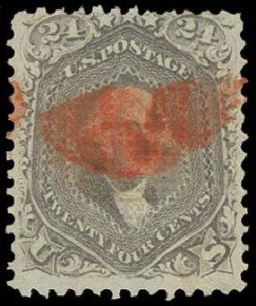 Price of US Stamp Scott Cat. 99 - 1869 24c Washington Grill. H.R. Harmer, Oct 2014, Sale 3006, Lot 1150