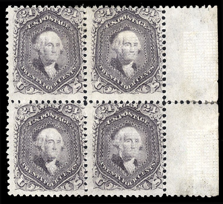 US Stamp Prices Scott Catalogue #99 - 1869 24c Washington Grill. Cherrystone Auctions, Sep 2012, Sale 201209, Lot 54