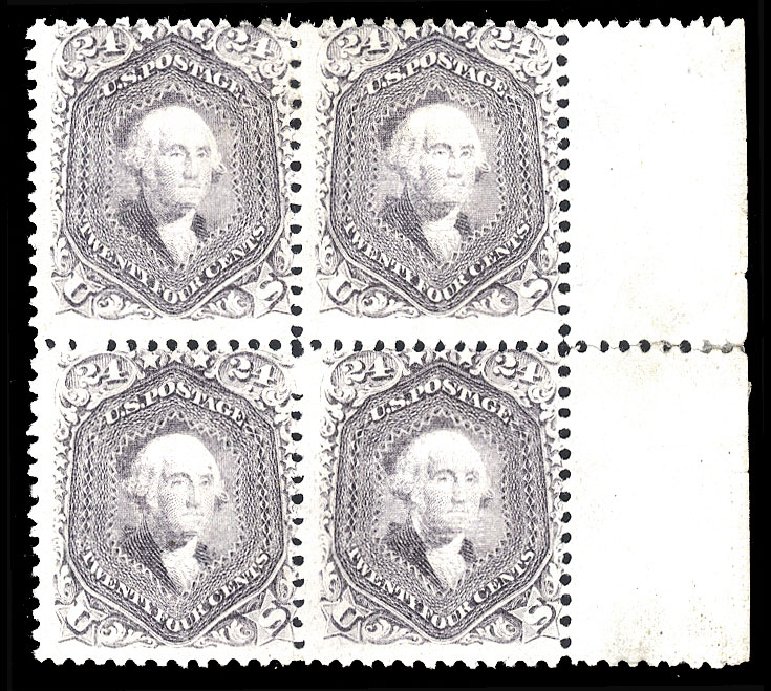 US Stamp Value Scott 99 - 1869 24c Washington Grill. Cherrystone Auctions, Nov 2014, Sale 201411, Lot 23