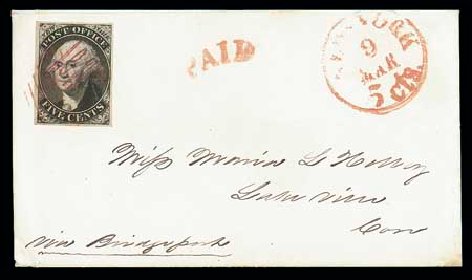 Price of US Stamp Scott Cat. 9X1: 5c 1846 New York Postmasters Provisional. Matthew Bennett International, Dec 2007, Sale 323, Lot 7