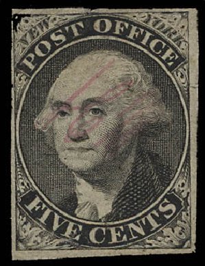 US Stamp Prices Scott #9X1: 1846 5c New York Postmasters Provisional. Daniel Kelleher Auctions, Aug 2012, Sale 631, Lot 627