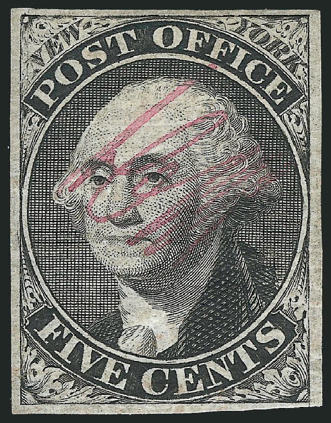 Price of US Stamp Scott Catalog 9X1: 1846 5c New York Postmasters Provisional. Robert Siegel Auction Galleries, Dec 2010, Sale 999, Lot 527