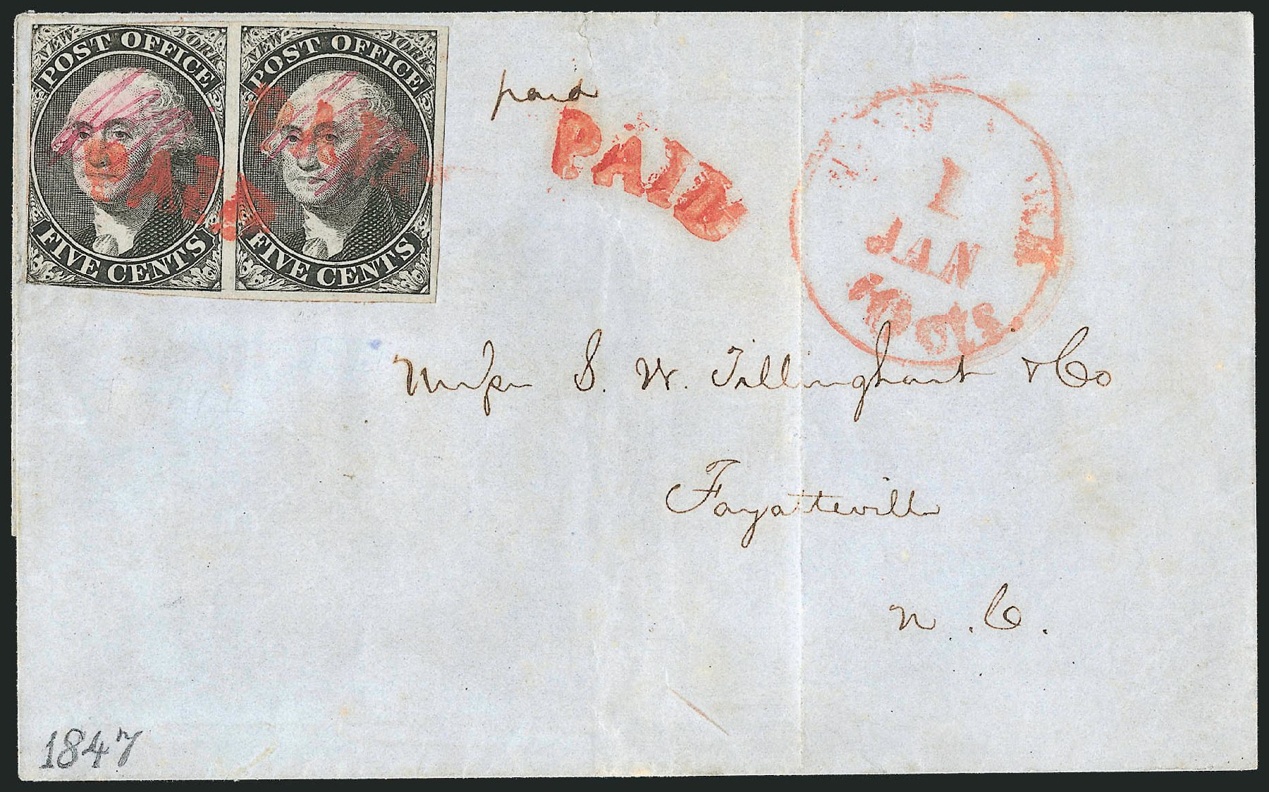 Prices of US Stamp Scott Catalogue #9X1: 5c 1846 New York Postmasters Provisional. Robert Siegel Auction Galleries, Dec 2010, Sale 999, Lot 627