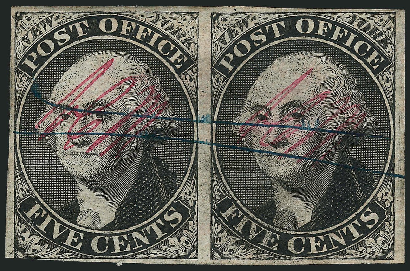 US Stamp Value Scott Catalog # 9X1 - 5c 1846 New York Postmasters Provisional. Robert Siegel Auction Galleries, Mar 2013, Sale 1040, Lot 1148