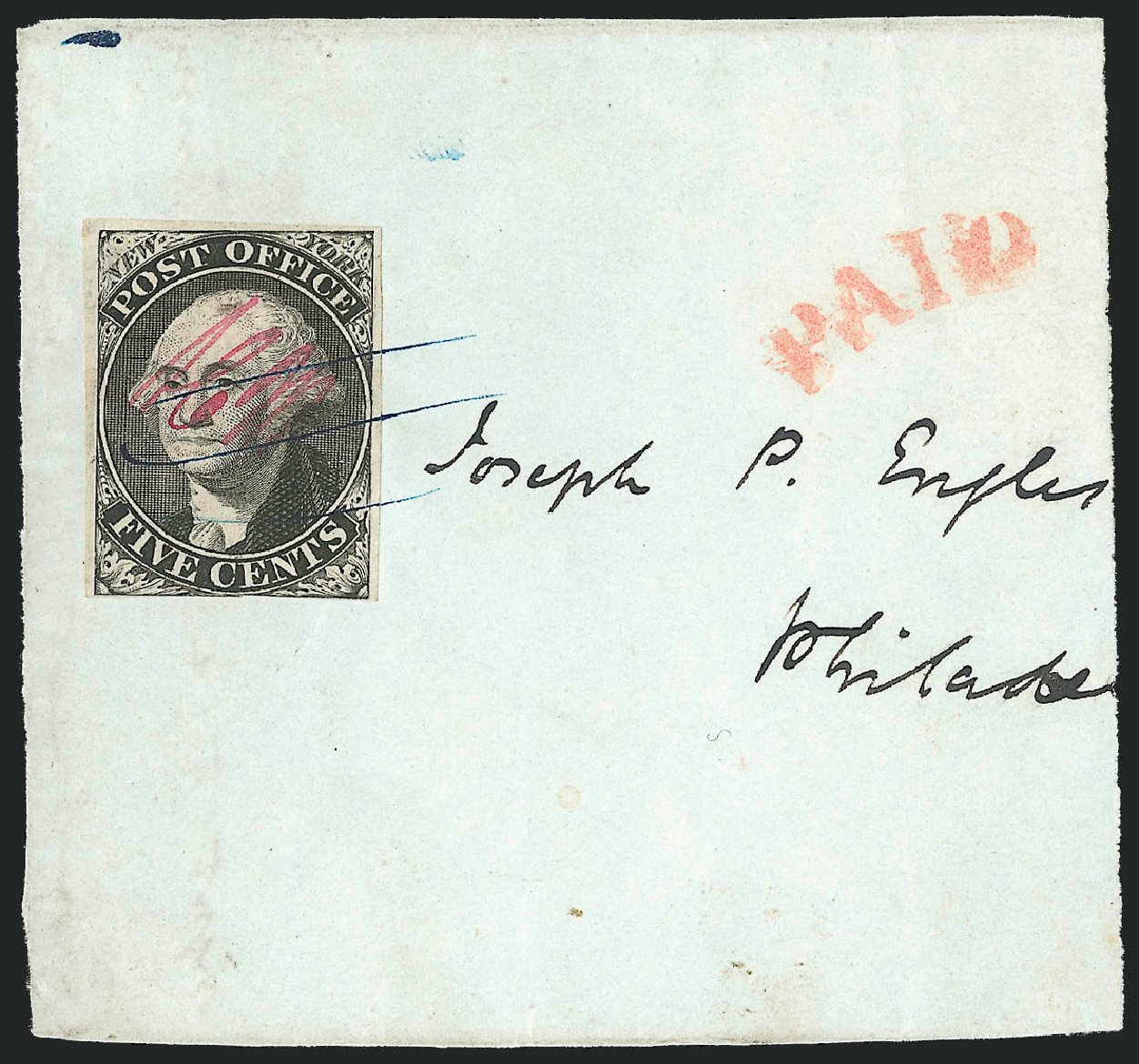 Values of US Stamp Scott Catalog #9X1: 5c 1846 New York Postmasters Provisional. Robert Siegel Auction Galleries, Dec 2010, Sale 999, Lot 538