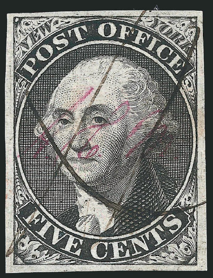 US Stamps Price Scott #9X1 - 5c 1846 New York Postmasters Provisional. Robert Siegel Auction Galleries, Dec 2010, Sale 999, Lot 558