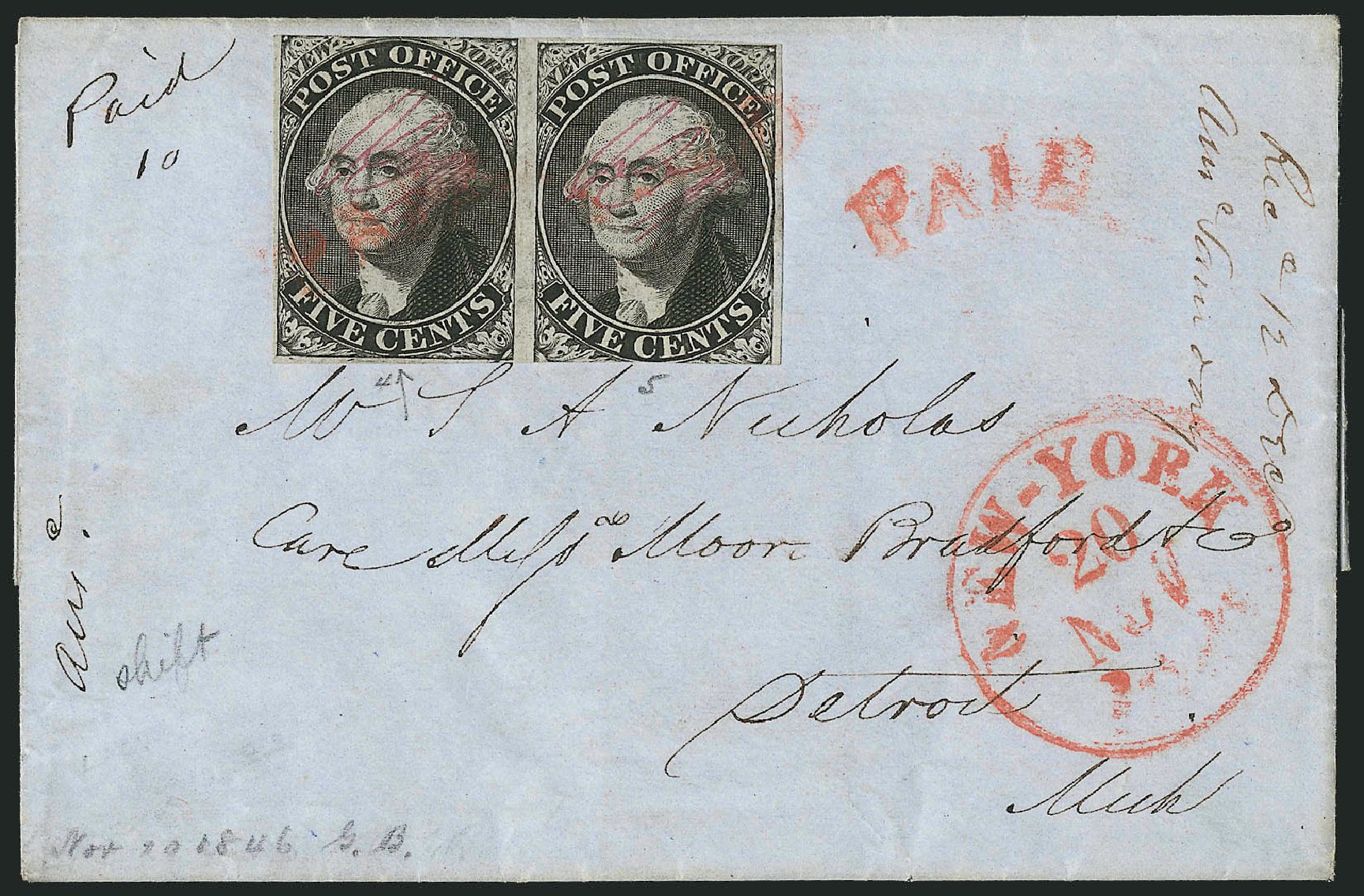 Value of US Stamps Scott Catalogue # 9X1: 1846 5c New York Postmasters Provisional. Robert Siegel Auction Galleries, Dec 2010, Sale 999, Lot 618