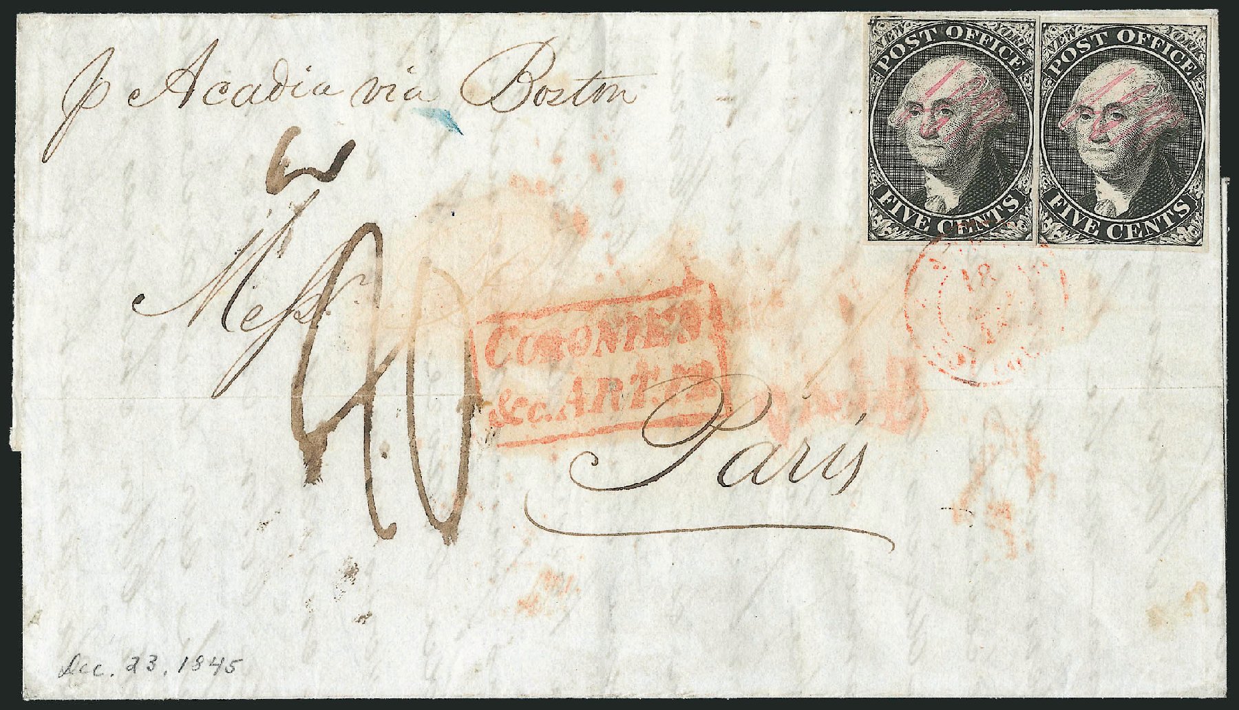 US Stamp Prices Scott 9X1 - 5c 1846 New York Postmasters Provisional. Robert Siegel Auction Galleries, Dec 2010, Sale 999, Lot 638