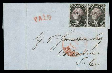 Cost of US Stamps Scott Cat. # 9X1 - 1846 5c New York Postmasters Provisional. Matthew Bennett International, Dec 2007, Sale 324, Lot 1009