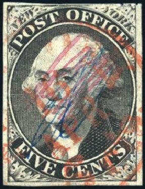 Price of US Stamp Scott Catalogue 9X1 - 5c 1846 New York Postmasters Provisional. Harmer-Schau Auction Galleries, Aug 2011, Sale 90, Lot 1029