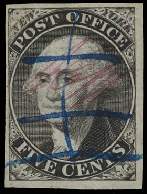 Values of US Stamp Scott Catalog #9X1 - 5c 1846 New York Postmasters Provisional. Daniel Kelleher Auctions, Oct 2012, Sale 632, Lot 909