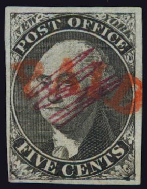 US Stamps Values Scott Catalog # 9X1 - 5c 1846 New York Postmasters Provisional. Daniel Kelleher Auctions, May 2015, Sale 669, Lot 2329