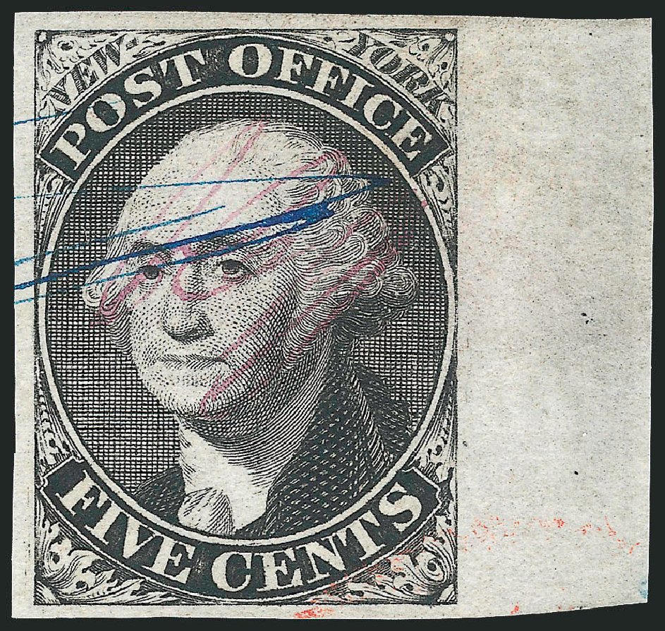 Price of US Stamps Scott Catalog 9X1 - 1846 5c New York Postmasters Provisional. Robert Siegel Auction Galleries, Dec 2011, Sale 1017, Lot 19
