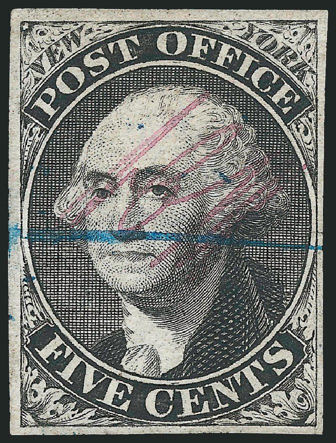 US Stamp Prices Scott Catalog #9X1 - 1846 5c New York Postmasters Provisional. Robert Siegel Auction Galleries, Dec 2010, Sale 999, Lot 539