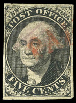 US Stamp Values Scott Cat. # 9X1 - 5c 1846 New York Postmasters Provisional. Matthew Bennett International, Mar 2011, Sale 337, Lot 2420