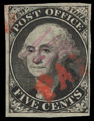 US Stamps Prices Scott Catalogue #9X1 - 1846 5c New York Postmasters Provisional. Daniel Kelleher Auctions, Jun 2012, Sale 630, Lot 1190