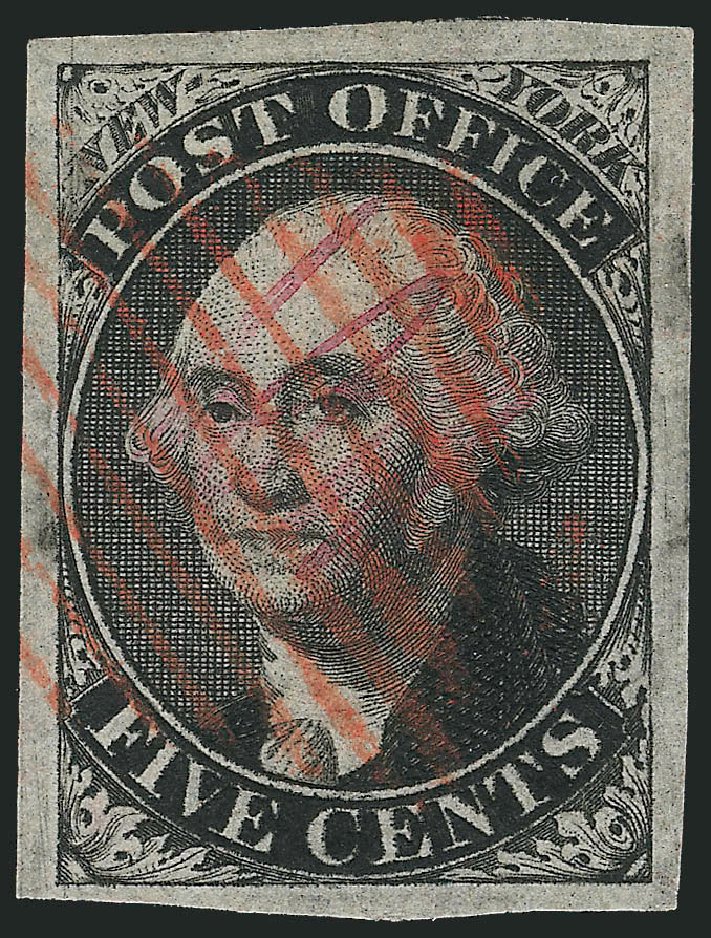 Value of US Stamp Scott Catalogue #9X1: 1846 5c New York Postmasters Provisional. Robert Siegel Auction Galleries, Nov 2013, Sale 1061, Lot 3310