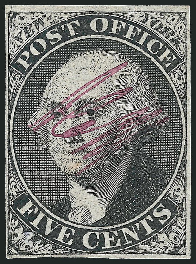 Value of US Stamps Scott Cat. # 9X1 - 1846 5c New York Postmasters Provisional. Robert Siegel Auction Galleries, Dec 2010, Sale 999, Lot 530