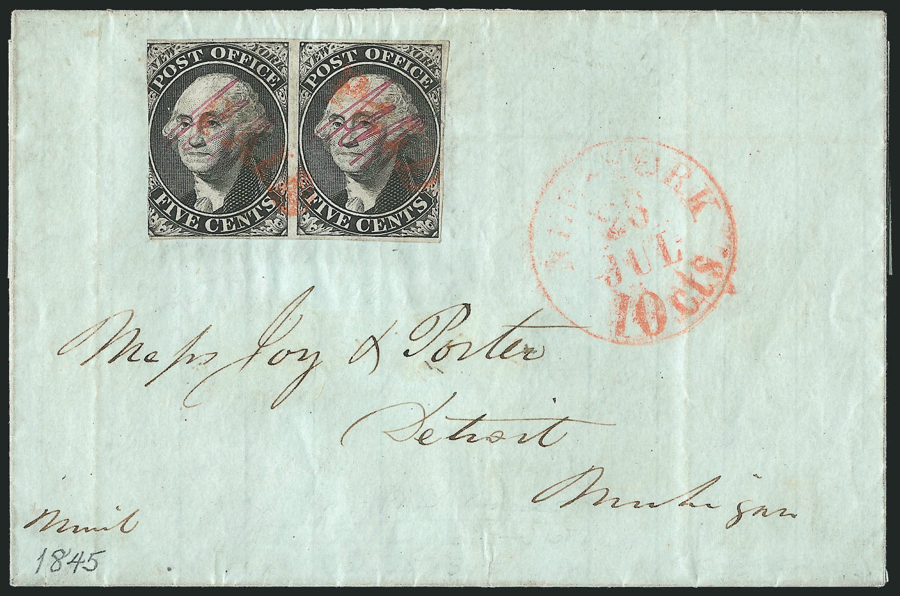 Costs of US Stamps Scott Cat. #9X1: 1846 5c New York Postmasters Provisional. Robert Siegel Auction Galleries, Dec 2010, Sale 999, Lot 620