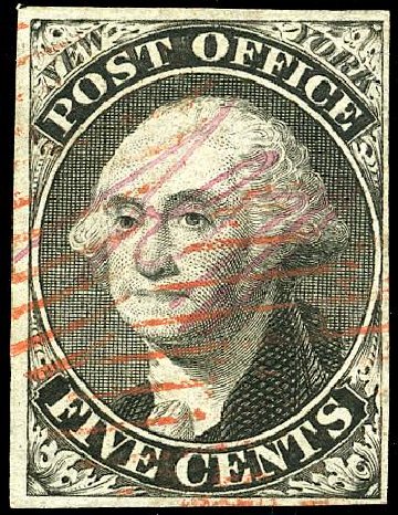 US Stamps Value Scott Cat. # 9X1: 5c 1846 New York Postmasters Provisional. Matthew Bennett International, May 2008, Sale 327, Lot 1