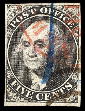 US Stamps Values Scott #9X1: 1846 5c New York Postmasters Provisional. Cherrystone Auctions, Oct 2012, Sale 201210, Lot 1