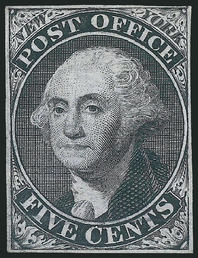 US Stamps Values Scott Catalog # 9X1 - 1846 5c New York Postmasters Provisional. Robert Siegel Auction Galleries, Dec 2010, Sale 999, Lot 571