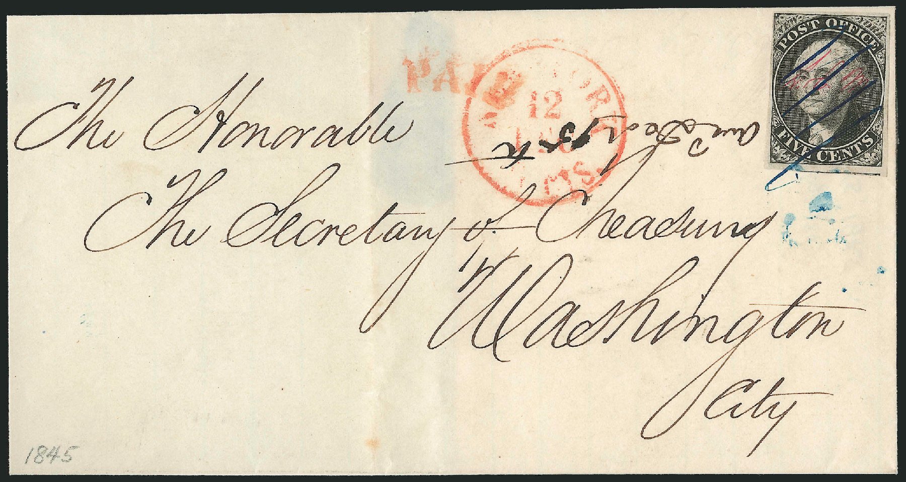 US Stamp Price Scott Catalog #9X1 - 5c 1846 New York Postmasters Provisional. Robert Siegel Auction Galleries, Dec 2010, Sale 999, Lot 601
