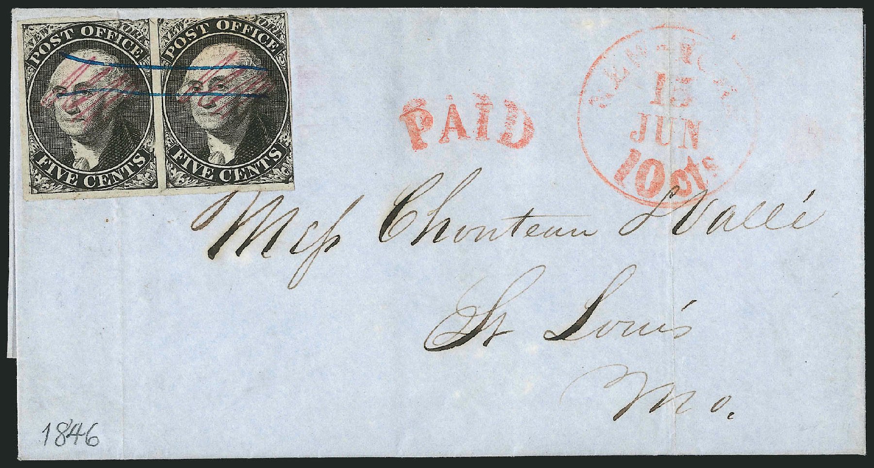 Price of US Stamp Scott Catalogue 9X1 - 5c 1846 New York Postmasters Provisional. Robert Siegel Auction Galleries, Dec 2010, Sale 999, Lot 621
