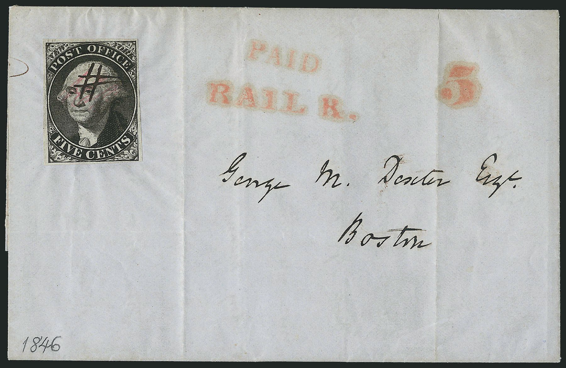 Cost of US Stamp Scott Cat. 9X1 - 1846 5c New York Postmasters Provisional. Robert Siegel Auction Galleries, Dec 2010, Sale 999, Lot 631