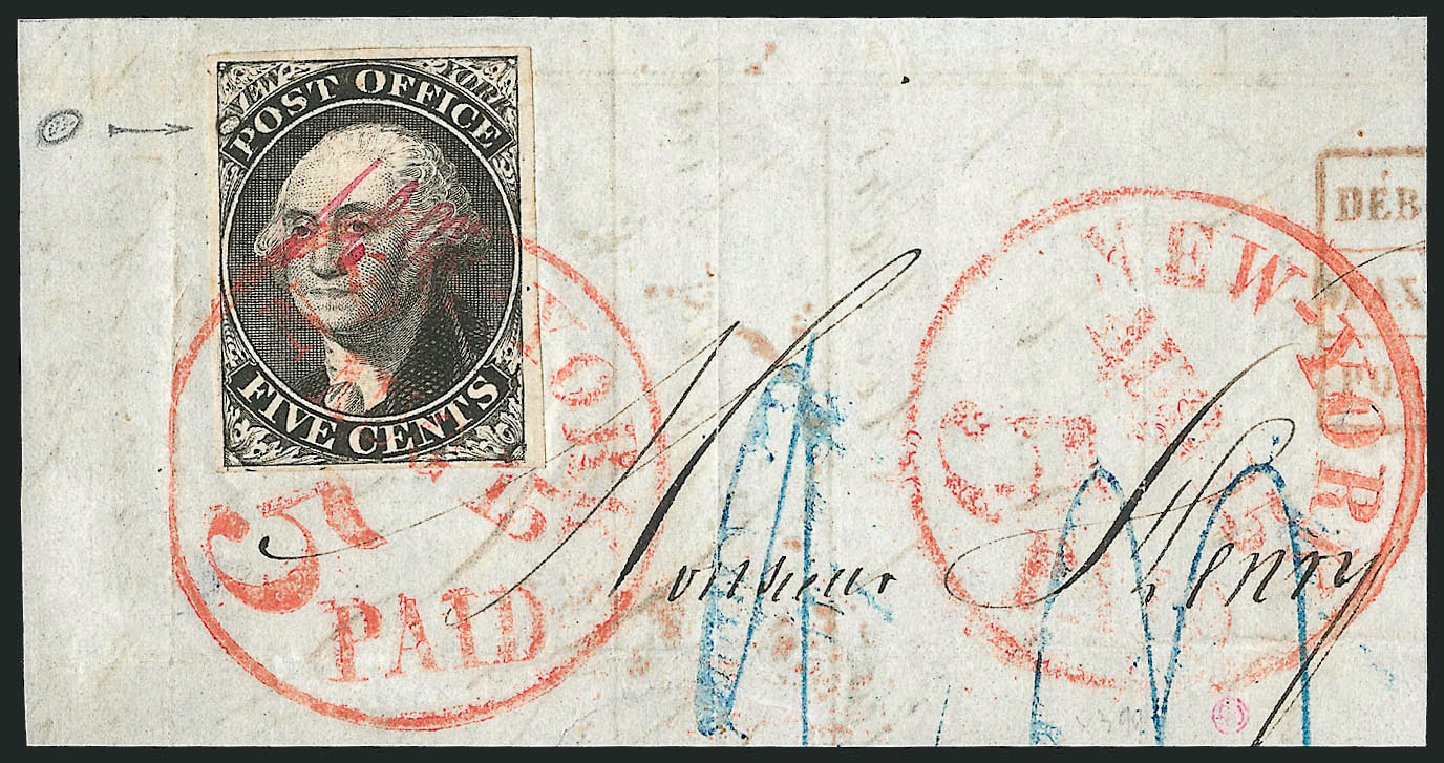 Costs of US Stamps Scott # 9X1: 5c 1846 New York Postmasters Provisional. Robert Siegel Auction Galleries, Dec 2010, Sale 999, Lot 641