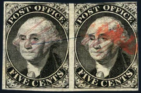 US Stamps Value Scott Cat. #9X1: 5c 1846 New York Postmasters Provisional. Harmer-Schau Auction Galleries, May 2013, Sale 97, Lot 314